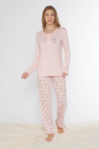 Alperi 790-77 (M-L-XL-XXL) Bayan Uzun Kollu Pijama Takım 4'lü