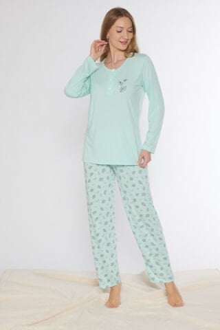 Alperi 790-77 (M-L-XL-XXL) Bayan Uzun Kollu Pijama Takım 4'lü