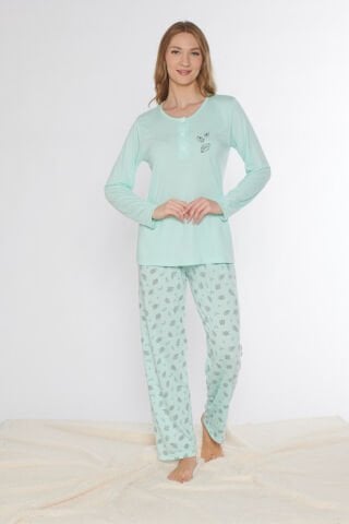 Alperi 790-77 (M-L-XL-XXL) Bayan Uzun Kollu Pijama Takım 4'lü