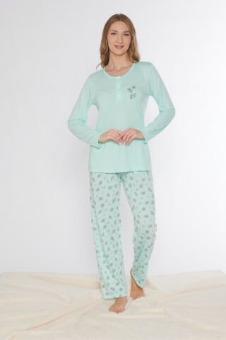 Alperi 790-77 (M-L-XL-XXL) Bayan Uzun Kollu Pijama Takım 4'lü