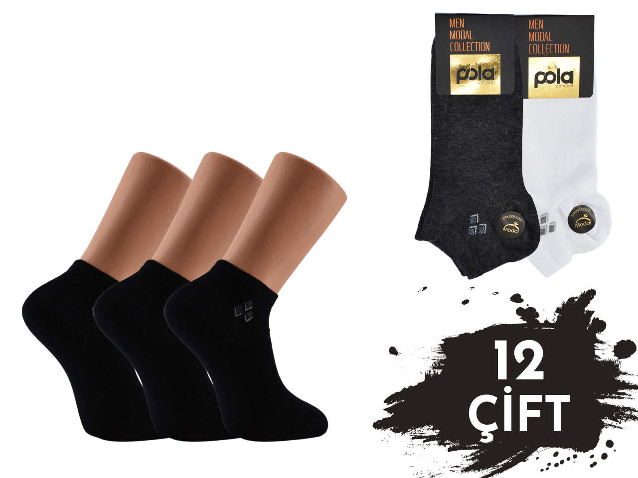 Pola 1651 Parfümlü Yazlık Dikişsiz Modal Erkek Patik 12'li