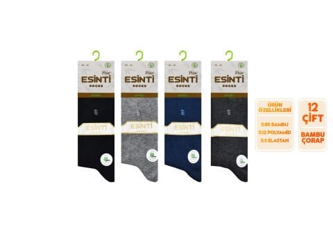 Esinti 25-3 Dikişsiz Kokulu Erkek Bambu Soket 12'li
