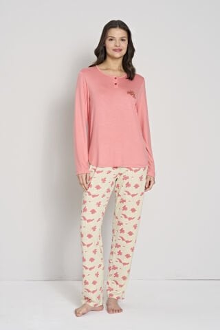 Pijadore 1908 (M-L-XL-XXL) Uzun Kollu Bayan Pijama Takım 4'lü