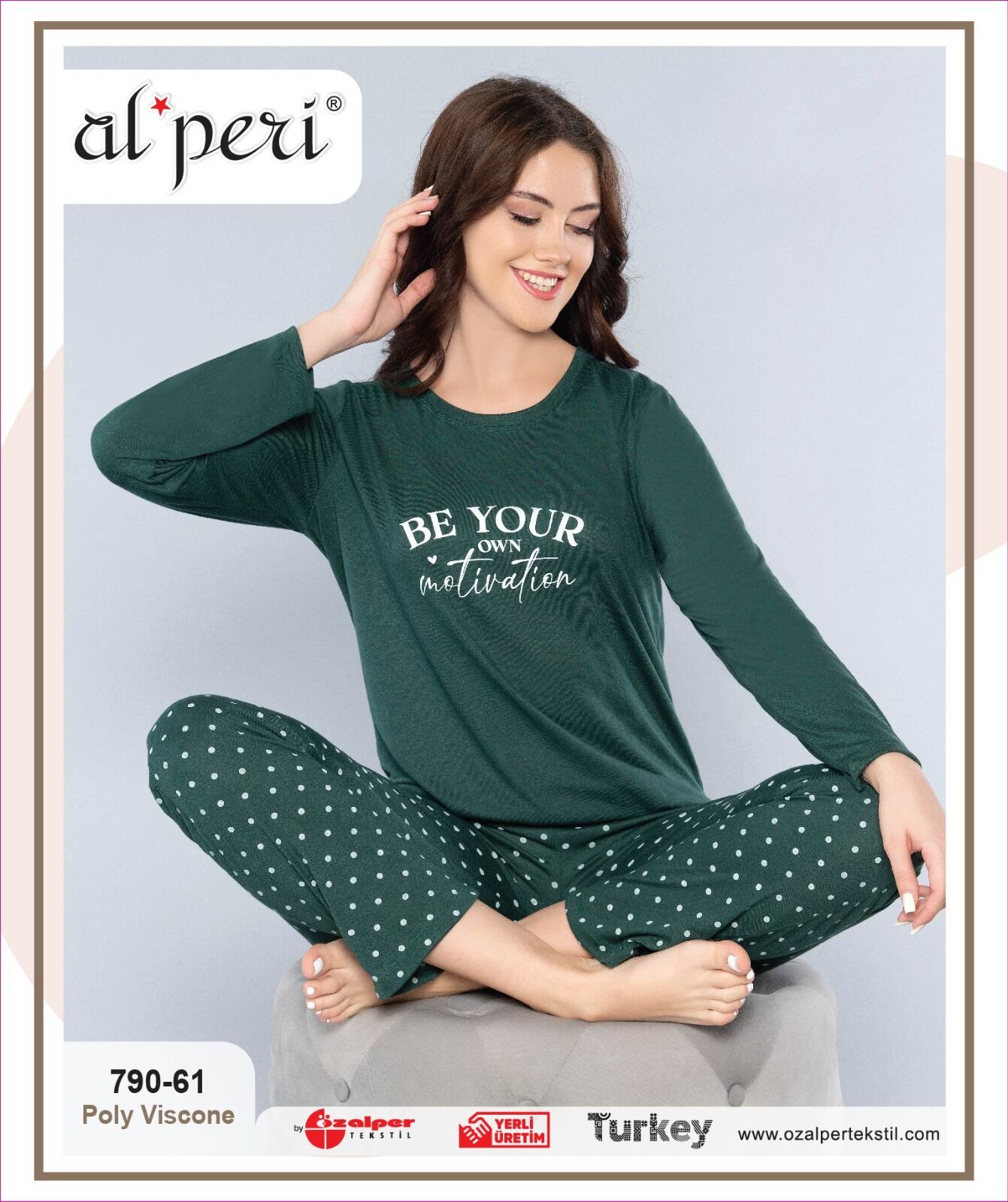 Alperi 790-61 (M-L-XL-XXL) Bayan Uzun Kollu Pijama Takım 4'lü