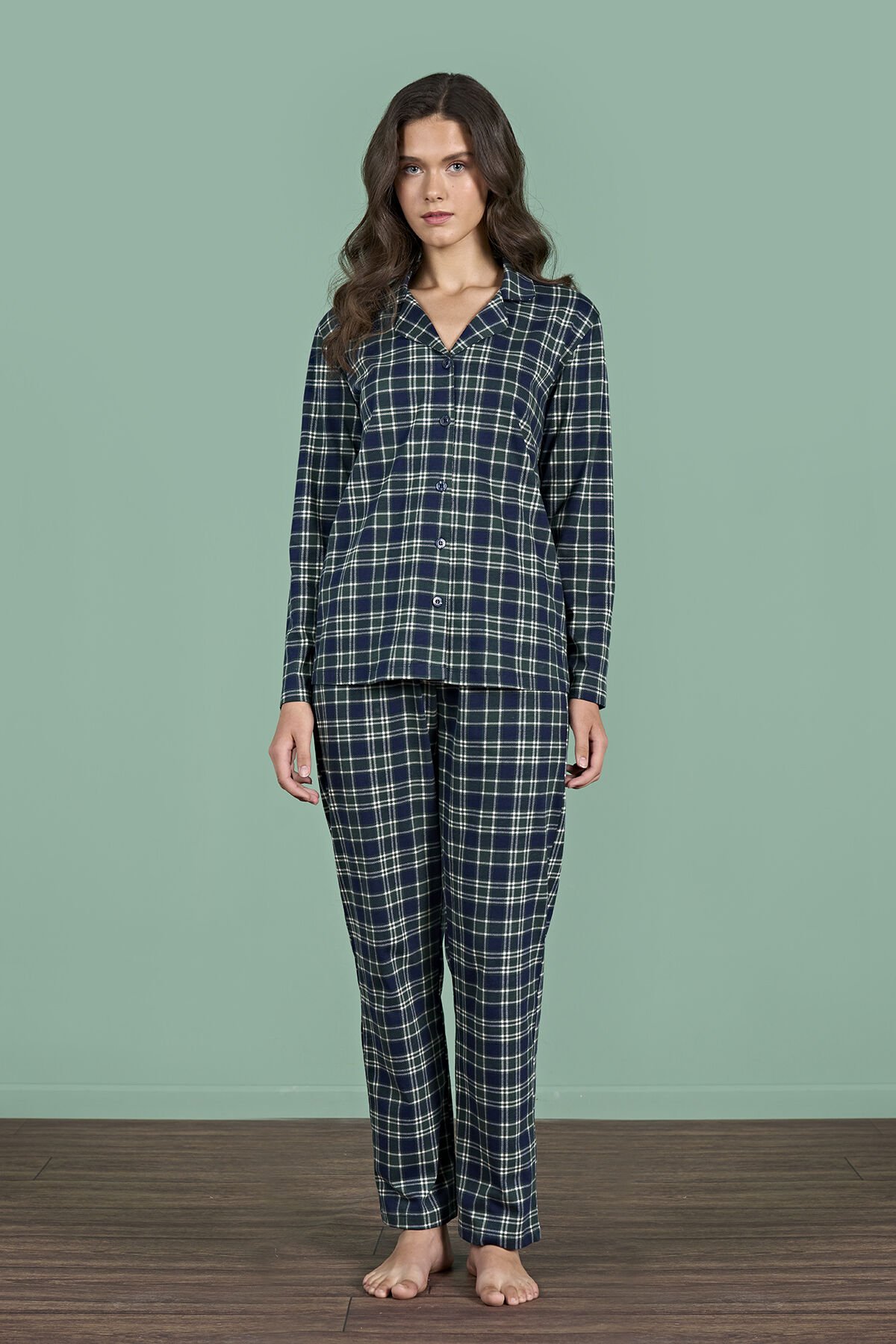 Pijadore 1952 (M-L-XL-XXL) Uzun Kollu Bayan Pijama Takım 4'lü LACİVERT - M-L-XL-XXL