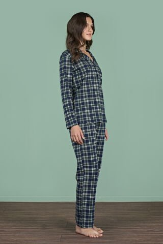 Pijadore 1952 (M-L-XL-XXL) Uzun Kollu Bayan Pijama Takım 4'lü LACİVERT - M-L-XL-XXL