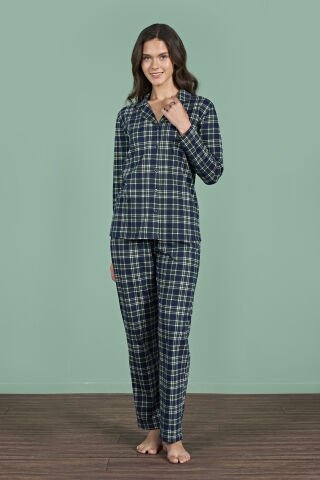 Pijadore 1952 (M-L-XL-XXL) Uzun Kollu Bayan Pijama Takım 4'lü LACİVERT - M-L-XL-XXL
