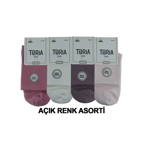 Toria B12 (36-40) Doğal Pamuk Bayan Kısa Tenis Çorap 12'li