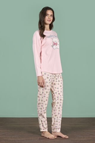 Pijadore 1947 (M-L-XL-XXL) Uzun Kollu Bayan Pijama Takım 4'lü SOMON - M-L-XL-XXL