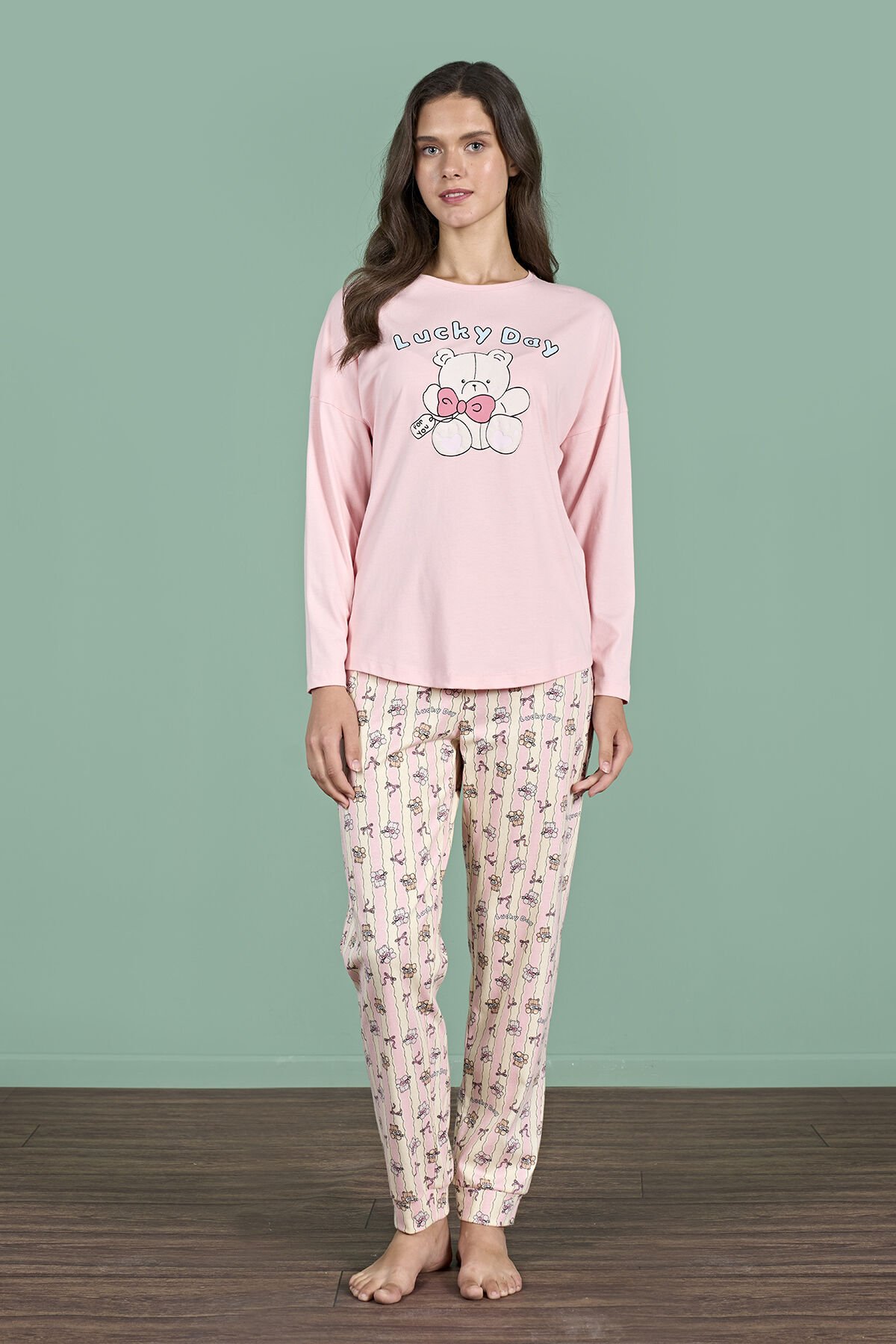 Pijadore 1947 (M-L-XL-XXL) Uzun Kollu Bayan Pijama Takım 4'lü SOMON - M-L-XL-XXL