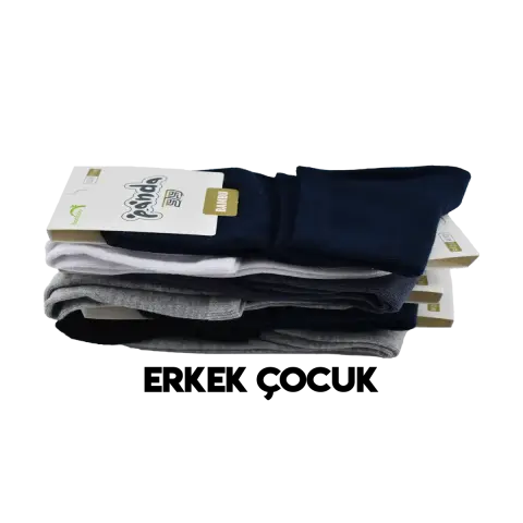 Panda 14 (3-12 Yaş) Kız Erkek Çocuk Bambu Çorap 12'li