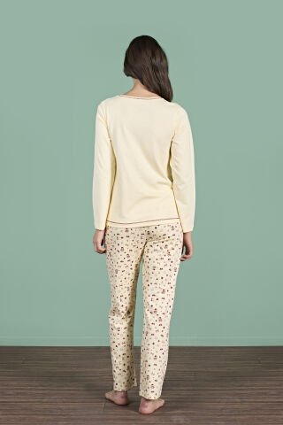 Pijadore 1926 (M-L-XL-XXL) Uzun Kollu Bayan Pijama Takım 4'lü SARI - M-L-XL-XXL