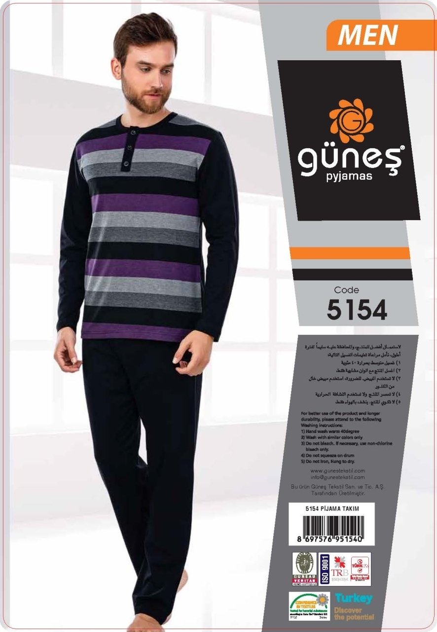 Güneş 5154 Uzun Kol Mevsimlik Erkek Pijama Takımı