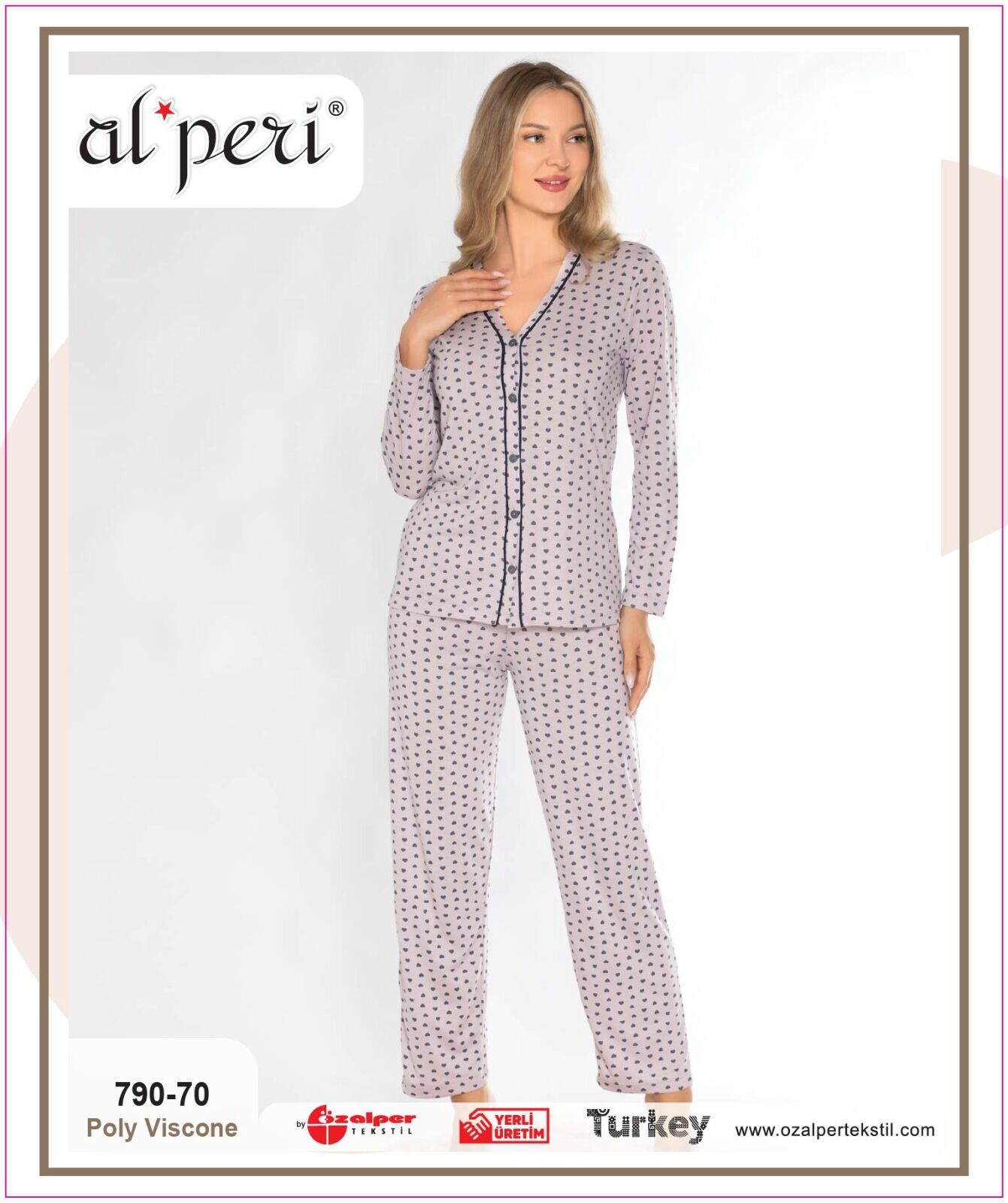 Alperi 790-70 (M-L-XL-XXL) Bayan Uzun Kollu Pijama Takım 4'lü