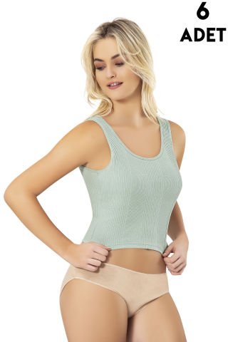Kota 6808 Çizgi Raporlu Penye Kaşkorse Pedli Bayan Crop 6'lı