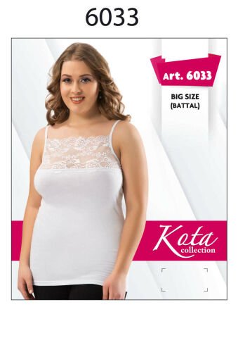 Kota 6033 Battal Boy İp Askılı Bayan Geniş Dantelli Atlet