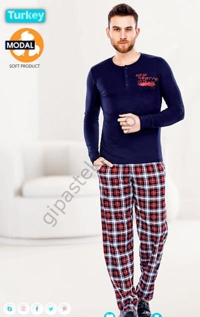 Berland 3713 Erkek Modal Uzun Kol Pijama Takımı