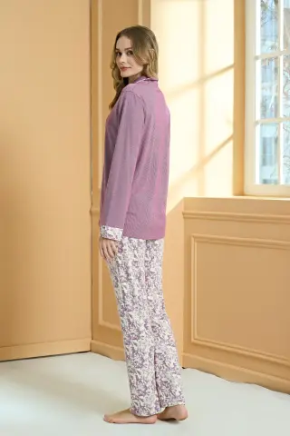 Pijadore 2240-B (2XL-3XL-4XL-5XL) Battal Beden Uzun Kollu Bayan Pijama Takım 4'lü