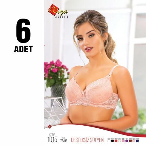 Liza 1015 Desteksiz Dantelli Bayan Sütyen 6'lı