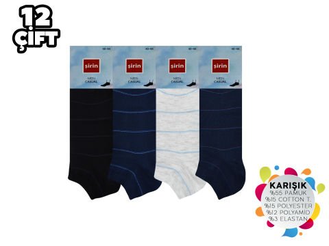 Şirin 7010-4 Ter Emici Erkek Penye Patik 12'li