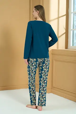 Pijadore 2225-B (2XL-3XL-4XL-5XL) Battal Beden Uzun Kollu Bayan Pijama Takım 4'lü