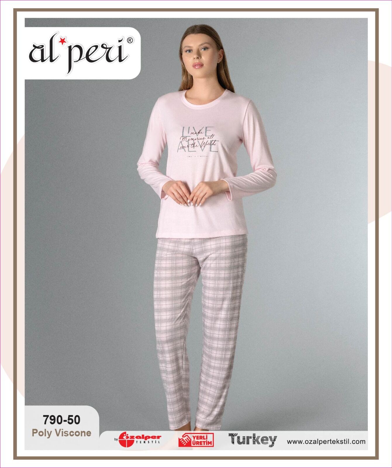Alperi 790-50 (M-L-XL-XXL) Bayan Uzun Kollu Pijama Takım 4'lü
