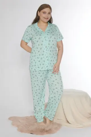 Alperi B780-28 (3XL-4XL-5XL-6XL) Bayan Viskon Kısa Kollu Pijama Takım 4'lü