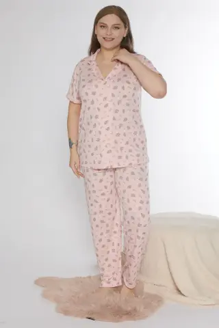 Alperi B780-28 (3XL-4XL-5XL-6XL) Bayan Viskon Kısa Kollu Pijama Takım 4'lü