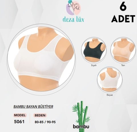 Dondeza 5061 Kalın Askılı Bayan Bambu Bustiyer 6'lı