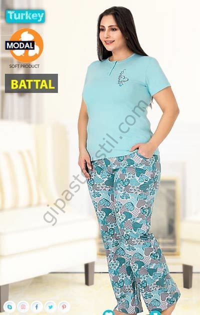 Berland 3145 Bayan Modal Kısa Kol Battal Pijama Takımı