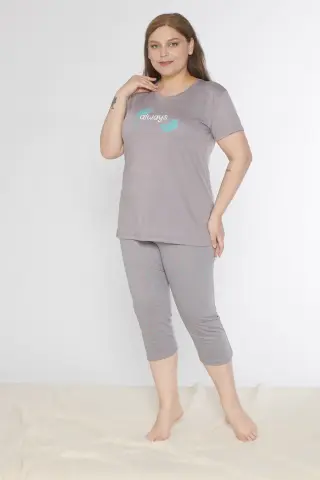 Alperi B770-05 (3XL-4XL-5XL-6XL) Bayan Kısa Kollu Kapri Pijama Takım 4'lü