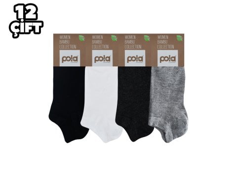 Pola 2100 Likralı Bayan Bambu Patik Çorap 12'li