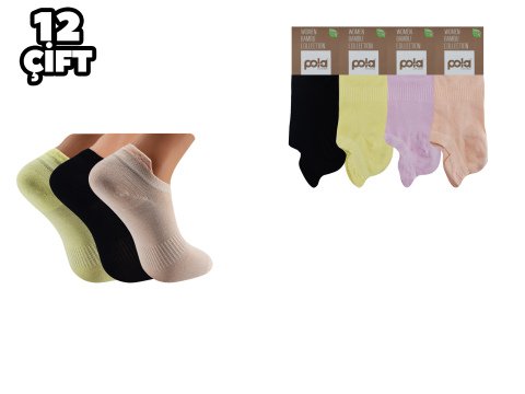 Pola 2101 Likralı Bayan Bambu Patik Çorap 12'li