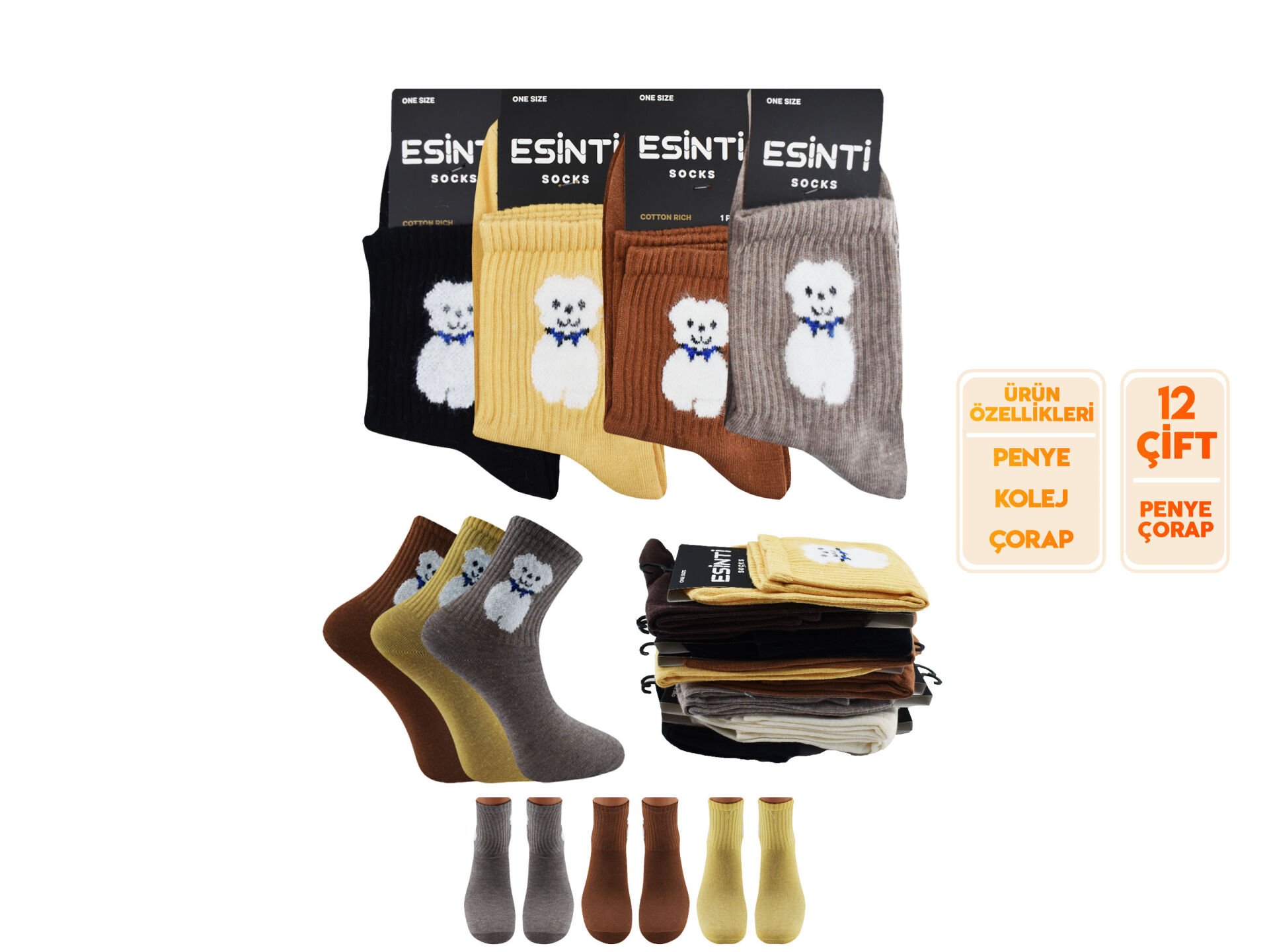Esinti 135 Bayan Kolej Çorap 12'li