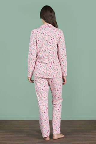 Pijadore 1939 (M-L-XL-XXL) Uzun Kollu Bayan Pijama Takım 4'lü PEMBE - M-L-XL-XXL