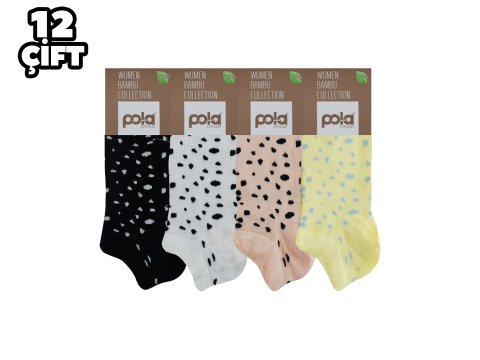 Pola 2103 Likralı Bayan Bambu Patik Çorap 12'li