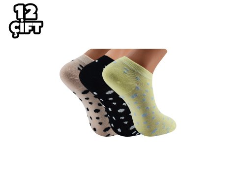 Pola 2103 Likralı Bayan Bambu Patik Çorap 12'li