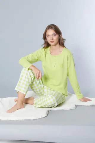 Alperi 79-117  (M-L-XL-XXL) Bayan Uzun Kollu Pijama Takım 4'lü