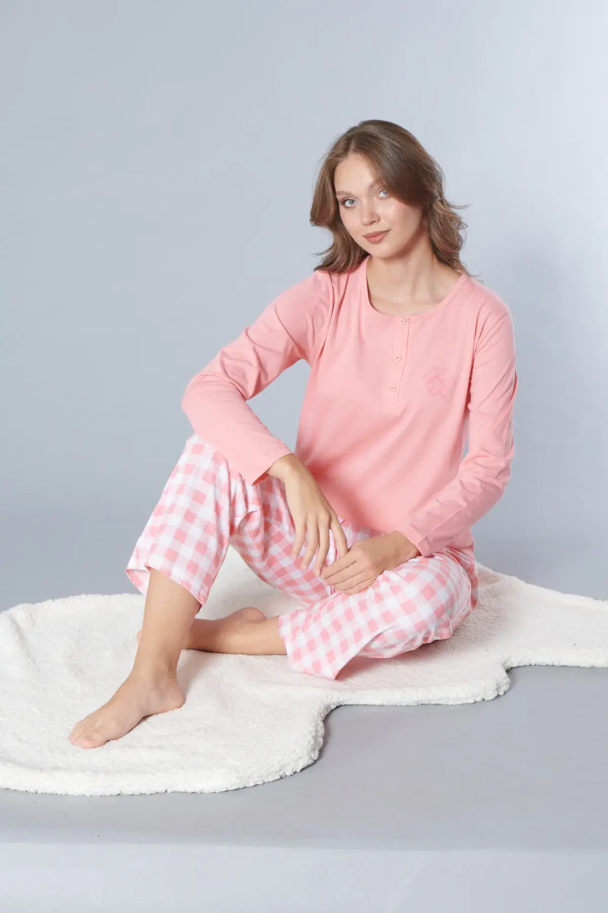 Alperi 79-117  (M-L-XL-XXL) Bayan Uzun Kollu Pijama Takım 4'lü