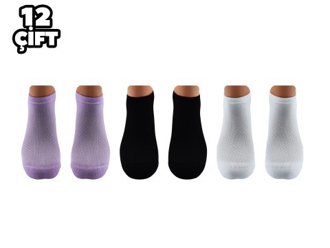 Pola 2105 Likralı Bayan Bambu Patik Çorap 12'li