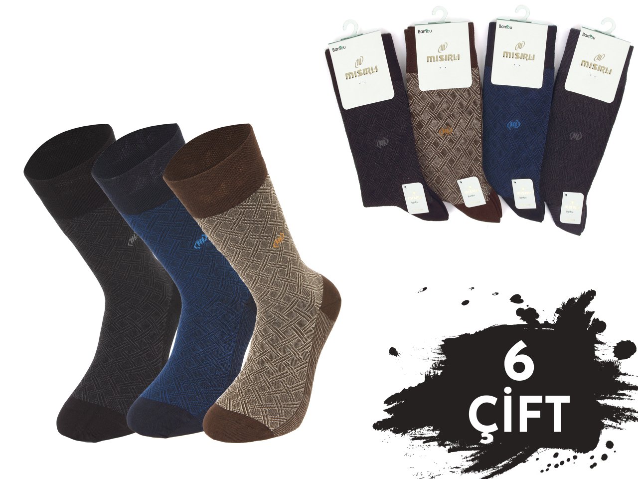 Mısırlı 1215 Bambu Dikişsiz Erkek Çorap 6'lı