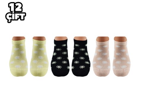 Pola 2106 Likralı Bayan Bambu Patik Çorap 12'li