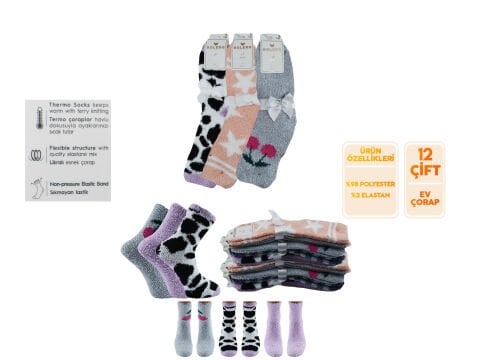 Bolero B-25 (36-38 NO) Bayan Ev Uyku Çorap 12'li