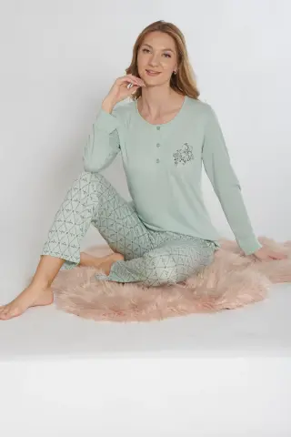 Alperi 790-81 (M-L-XL-XXL) Bayan Viskon Uzun Kollu Pijama Takım 4'lü