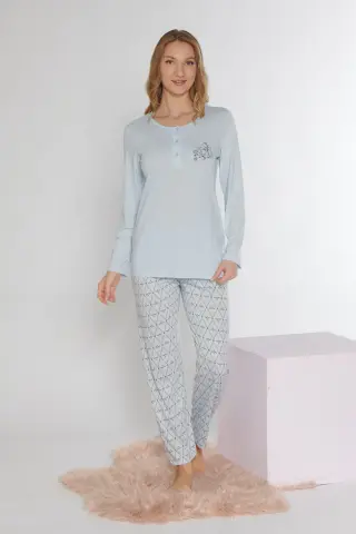 Alperi 790-81 (M-L-XL-XXL) Bayan Viskon Uzun Kollu Pijama Takım 4'lü