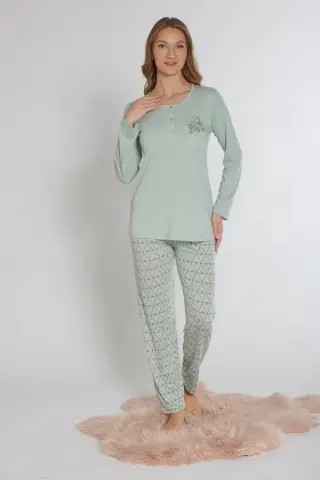 Alperi 790-81 (M-L-XL-XXL) Bayan Viskon Uzun Kollu Pijama Takım 4'lü