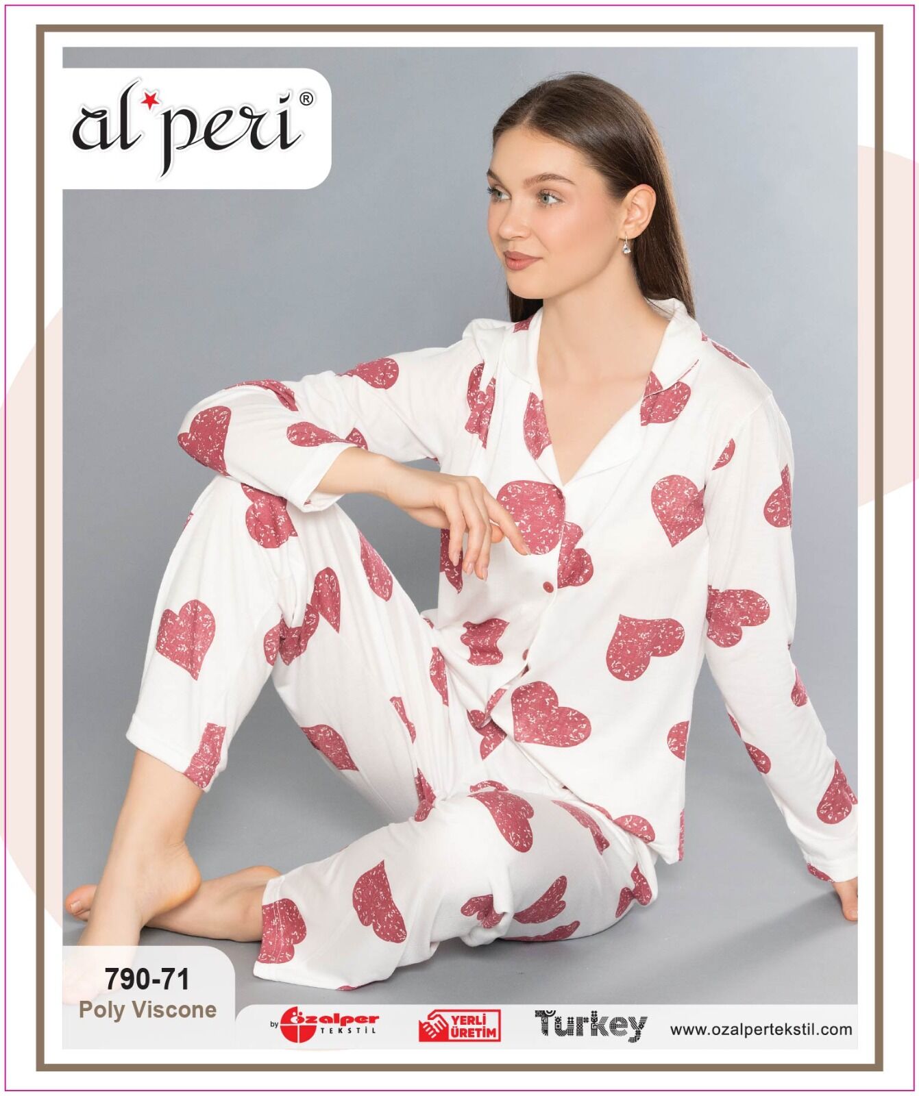 Alperi 790-71 (M-L-XL-XXL) Bayan Uzun Kollu Pijama Takım 4'lü