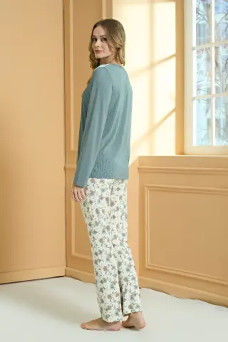 Pijadore 2235-B (2XL-3XL-4XL-5XL) Battal Beden Uzun Kollu Bayan Pijama Takım 4'lü