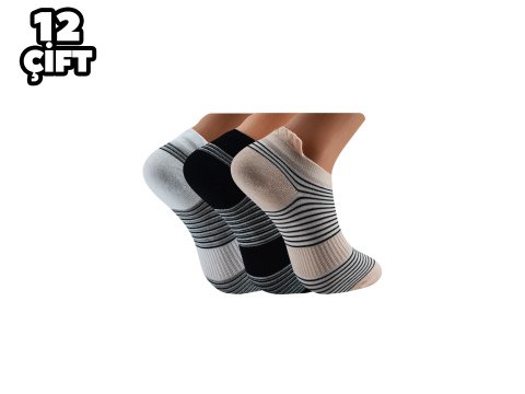 Pola 2109 Likralı Bayan Bambu Patik Çorap 12'li