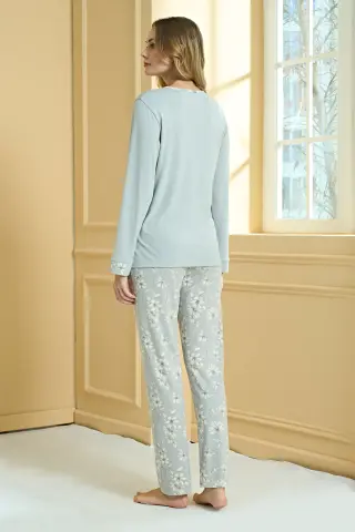Pijadore 2230-B (2XL-3XL-4XL-5XL) Battal Beden Uzun Kollu Bayan Pijama Takım 4'lü